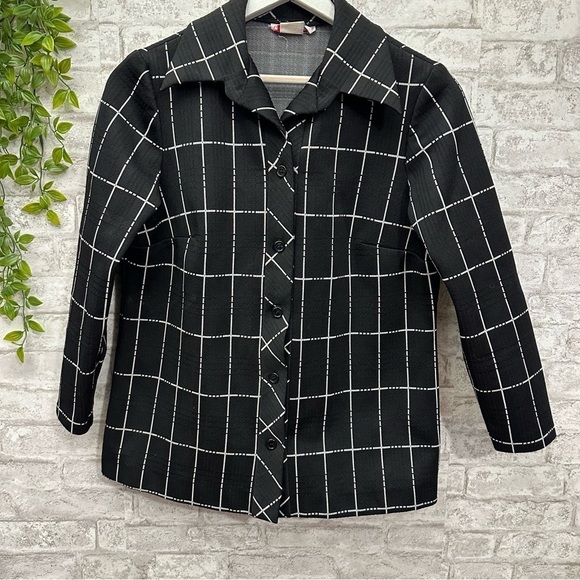 Vintage Checkaberry blazer jacket women’s size 14C‎ black and white - Picture 1 of 6